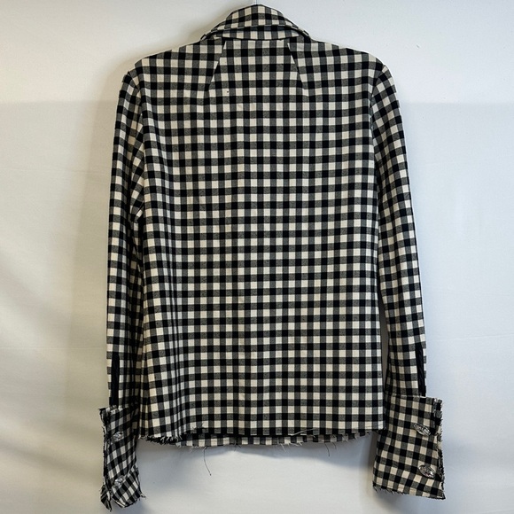 A.W.A.K.E. Mode Gingham Fitted Basque Shirt Ext. Collar Flared Cuffs EU 38/US 8 - Picture 6 of 8